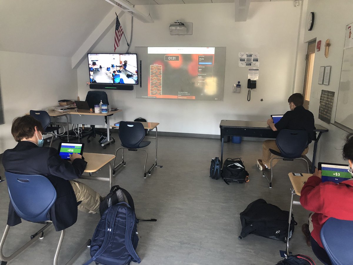 First time trying “The Floor is Lava” mode in <a href="/gimkit/">Gimkit</a> with socially distanced students <a href="/stjohnsprep/">St. John's Prep</a> (some zooming in from home). Ss got into the construction. Excited to try again tomorrow now that it’s more challenging! <a href="/KerryHawk02/">Kerry Gallagher JD</a> <a href="/JulieCremin/">Julie Cremin</a>