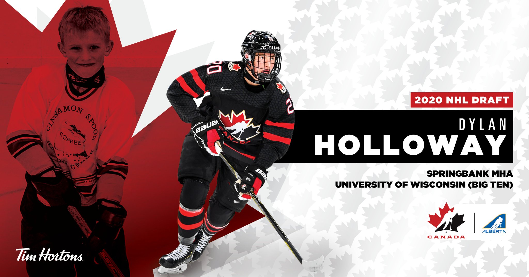 Hockey Canada on X: The hamlet of Bragg Creek, Alta. (pop. 589) is home to  an NHL draft pick … the @EdmontonOilers select Dylan Holloway with the 14th  overall pick. #NHLDraft