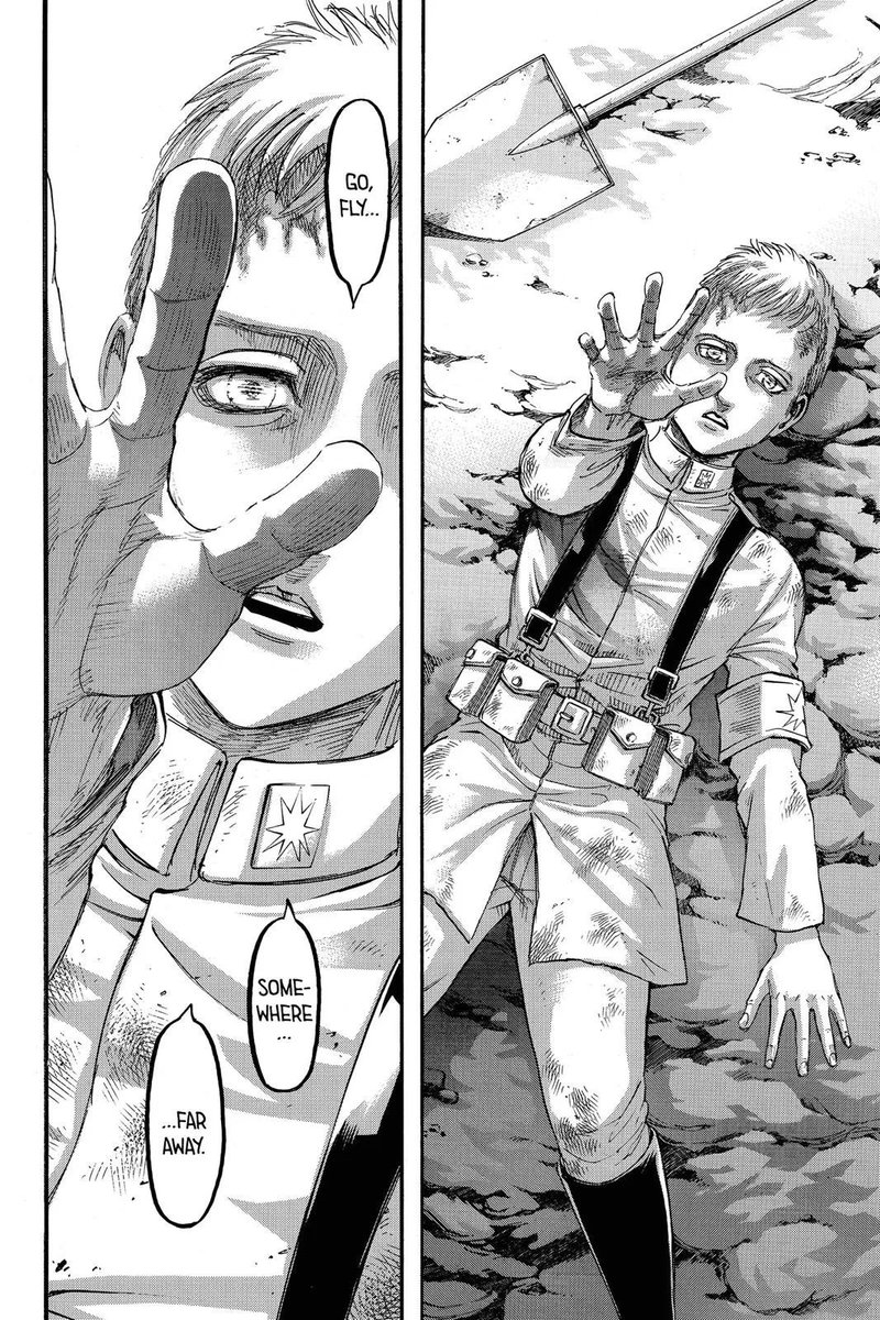 following up on that, Falco in the beginning of chapter 91 said this, which i believe is a big foreshadowing of him obtaining a winged beast titan combined with the jaw titan (in the form of a beak). [END OF THREAD]