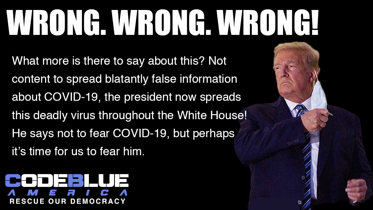 CodeBlueAm's tweet photo. Super-spreader. 

#TrumpCovid19 #Covid_19 #COVIDIOTS #WhiteHouseVirus https://t.co/y4Q5YLeHn0