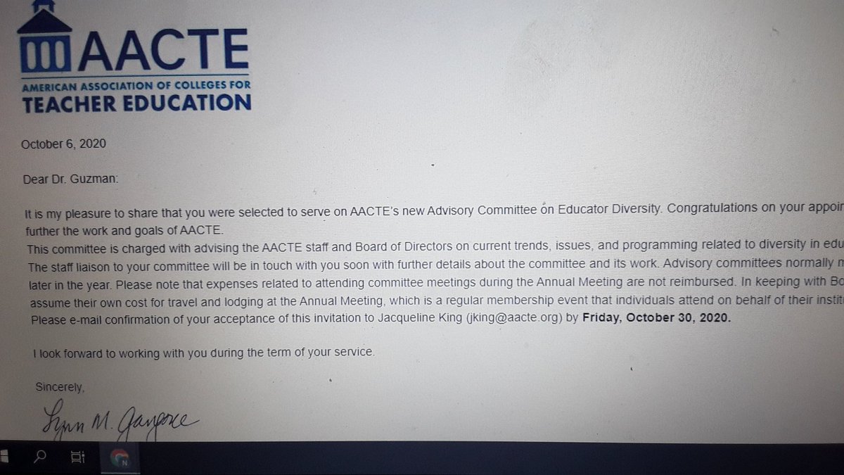 Honored to be appointed to serve on a new @AACTE Advisory Committee on #EducatorDiversity 
@JavelinaNation 
@TeacherAndBilEd 
🙌🙌💛💙
#TeacherEducation
#EducatorPreparation