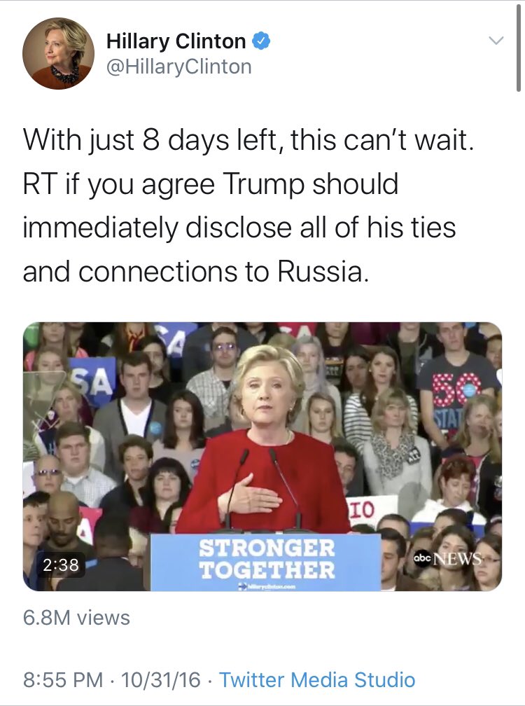 We have to start here with  @HillaryClinton, whose team invented this smear.All of these were from before the election. The timing is important because we just learned today that US intel was worried about how Russia would use Clinton’s concocted attacks:  https://thefederalist.com/2020/10/06/breaking-dni-declassifies-handwritten-notes-from-john-brennan-2016-cia-referral-on-clinton-campaigns-collusion-operation/