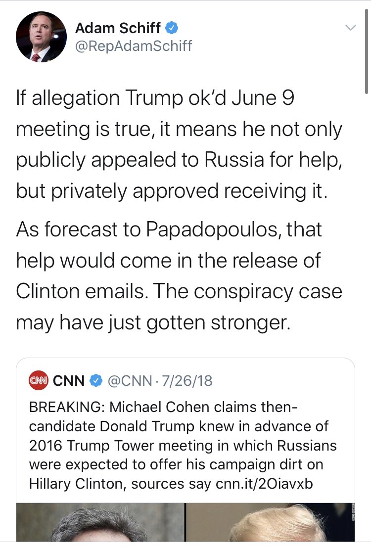 One of the key voices in all this, of course, was  @RepAdamSchiff, who showboated his way to national attention.When Mueller couldn’t find anything to validate Schiff’s claims, he pushed them anyway. It’s a conspiracy theory at this rate.