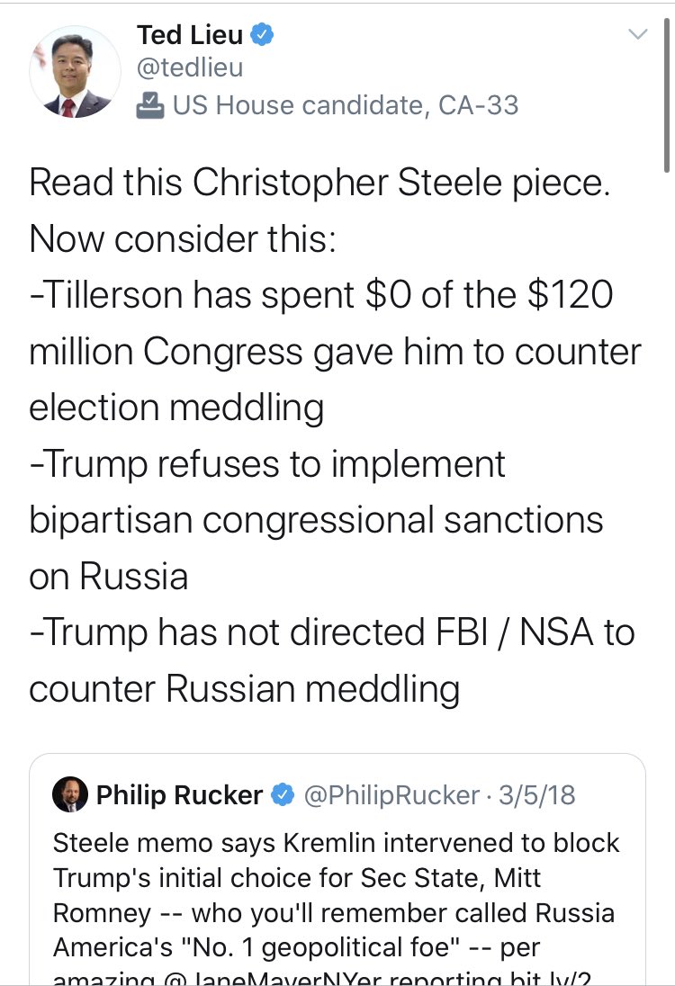 One of my favorite characters in all this has been  @tedlieu. I’m not sure that boosting the reliability of Brennan, Christopher Steele, or the FISA Court has aged particularly well.