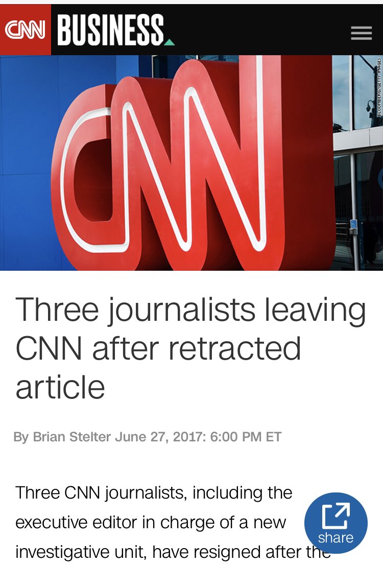 You may have forgotten that  @CNN had three journalists who had to resign after a retracted story alleging a connection between Trump and Russia. That may not have even been their worst reporting. Shoutout to  @CillizzaCNN.