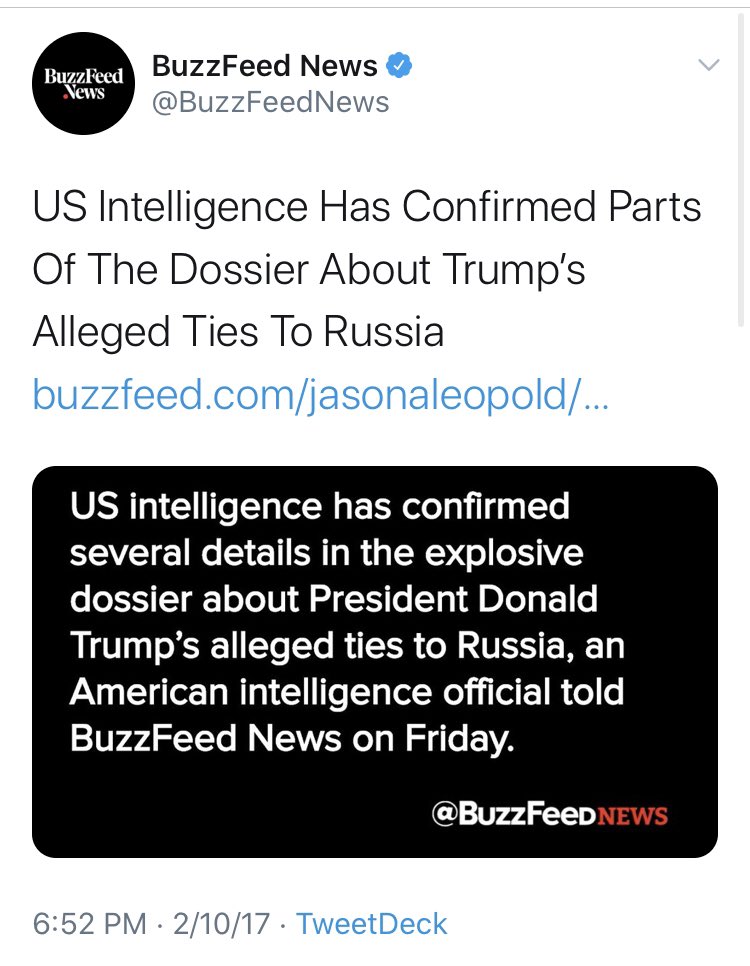 And then there’s  @BuzzFeedNews, who gave us the thoroughly debunked Steele dossier. But to me, the best part is their suggestion of “icing on the cake” related to Putin. Just incredible journalism.