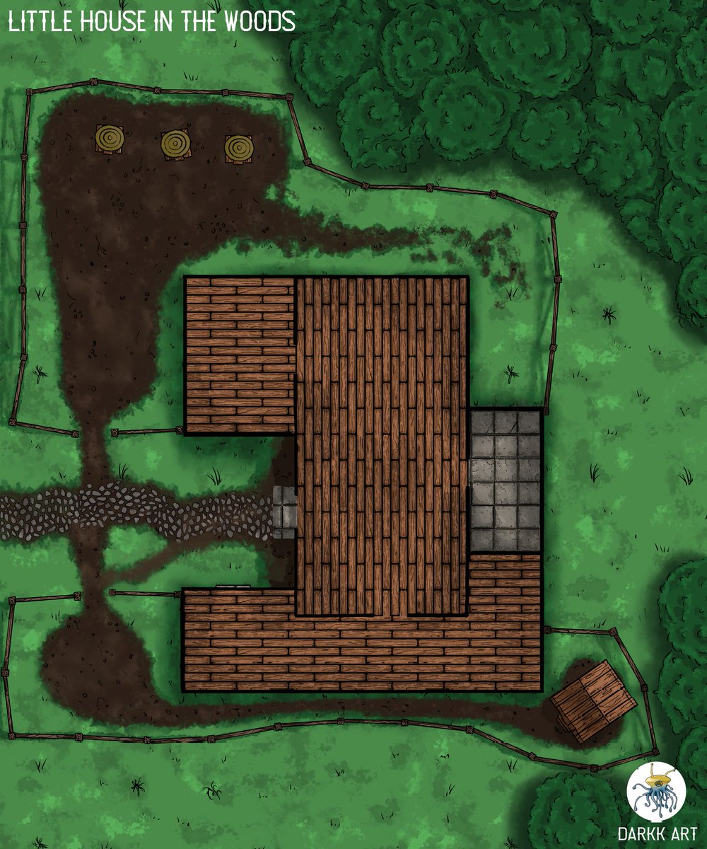 Darkk_Art's tweet image. Free as thanks for 200 IG followers

A cosy little home in the woods
15x18
Get the map png and pdf over at darkk-art.com or patreon.com/darkkart

#DnD #dndmap #freemap #ttrpg #vtt