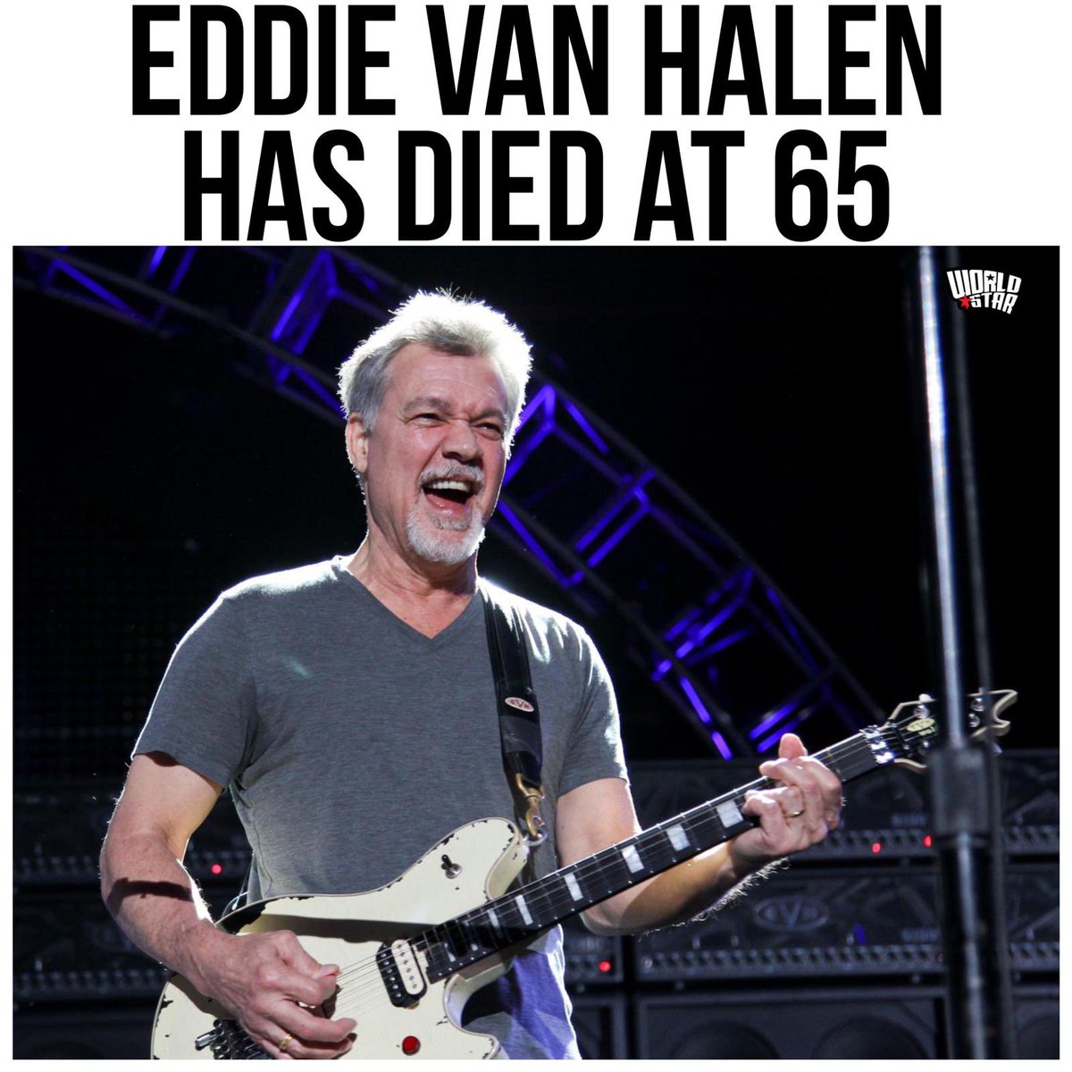According to reports, legendary guitarist, #EddieVanHalen of the band Van Halen, has passed away at the age of 65 following a battle with throat cancer. Our thoughts and prayers go out to his family and friends. 🙏 #RIPEddieVanHalen