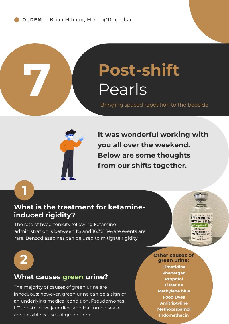 DocTulsa's tweet photo. Coming off a string of night shifts. The residents, students, and I learned from many great cases including a case of opioid-induced bilateral hearing loss. Here are the #PostshiftPearls! @OUEmergencyMed #MedTwitter #MedEd https://t.co/ZmhRfmCIJv