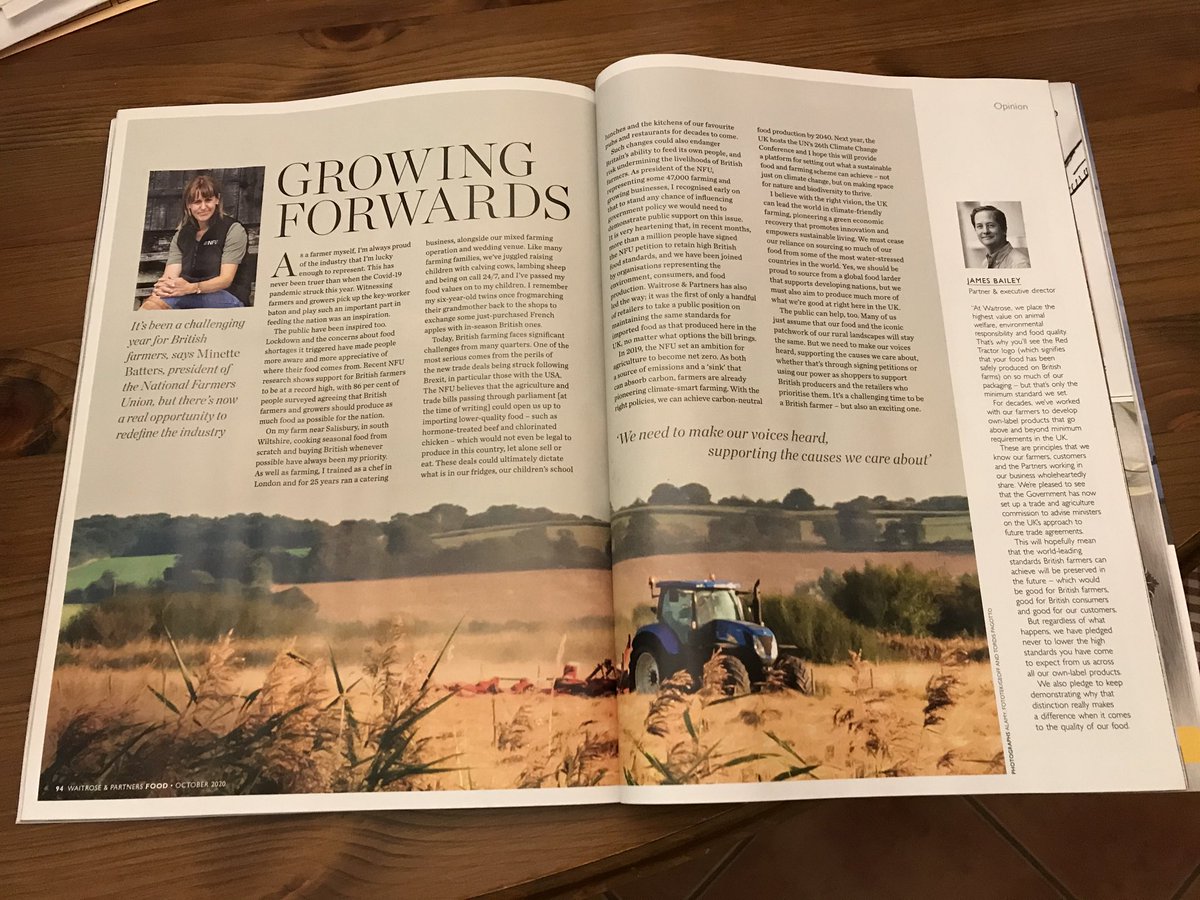 Delighted to be asked to write this piece for ⁦<a href="/waitrose/">Waitrose & Partners</a>⁩ who have been massive supporters of maintaining our food standards and not wanting to see them undermined in future trade agreements #BackingBritishFarming #AgricultureBill