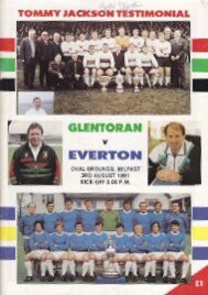 #108 Glentoran 0-6 EFC -Aug 3, 1991. EFC headed to Belfast for Glentoran legend Tommy Jackson’s testimonial, who also won a Div 1 winners medal with EFC in 1970. EFC won 6-0 with goals from Peter Beardsley, Stuart McCall, Mike Newell, Kevin Sheedy, Robert Warzycha, & Eddie Youds.