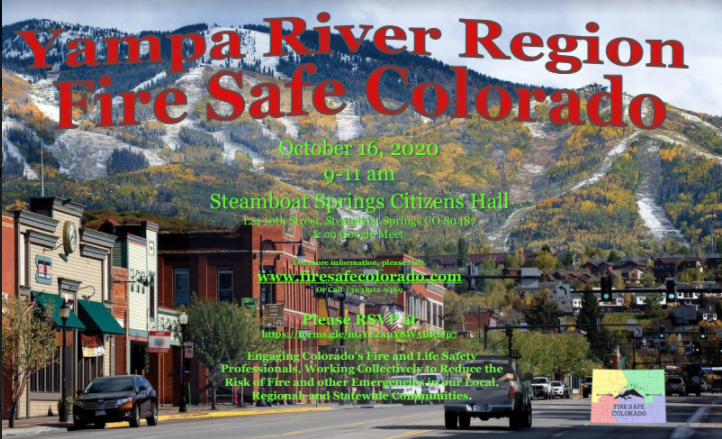 ColoradoSafe's tweet image. Please join us either in person or virtually for Fire Safe Colorado's Yampa River Region Meeting on October 16, 2020.