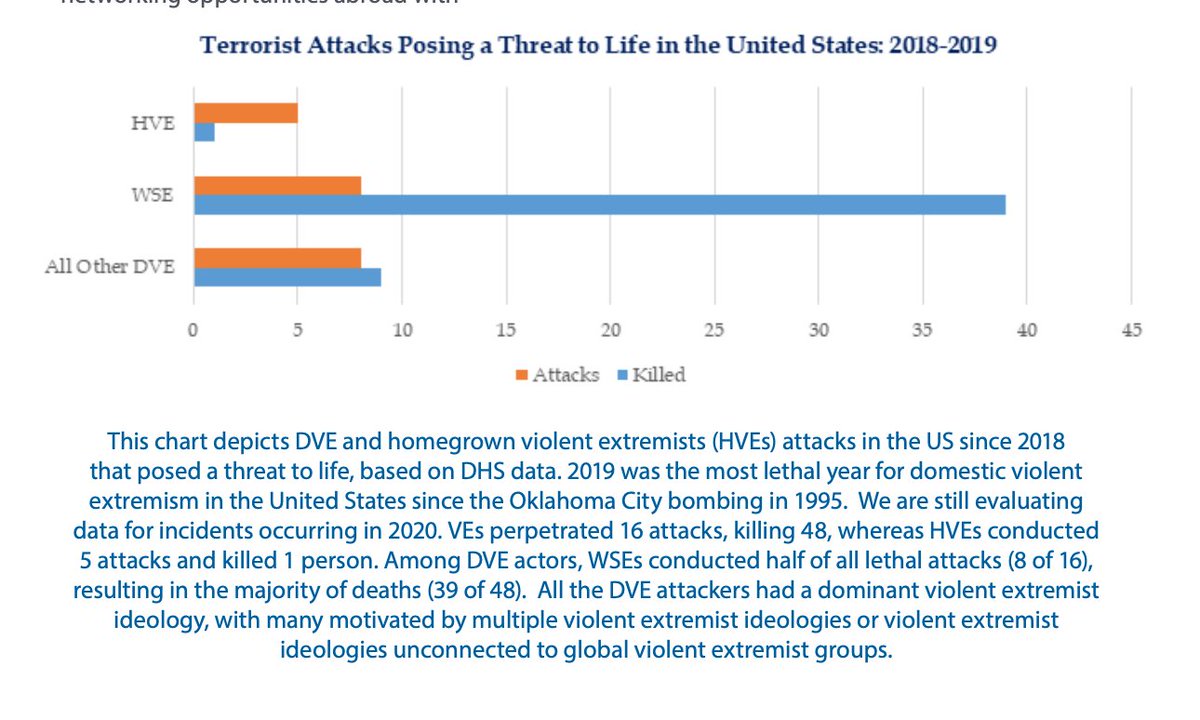 We are talking about that middle line. And look: "2019 was the most lethal year for extremism in the United States since the Oklahoma City bombing in 1995" (2)