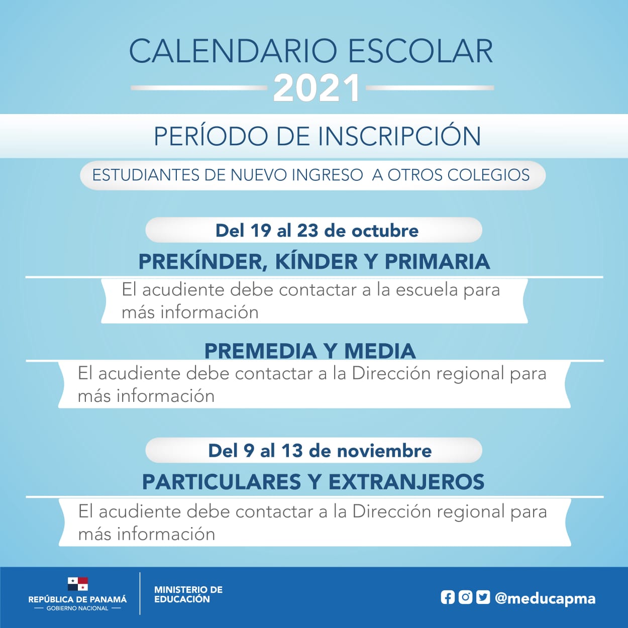 Ministerio De Educacion De Panama On Twitter A Toda La Comunidad Educativa Les Compartimos La Informacion Sobre El Proceso De Matricula Para El Ano Escolar 2021 Trabajandoporpanama Https T Co 56mn4rxcrr calendario escolar 2021 panamá