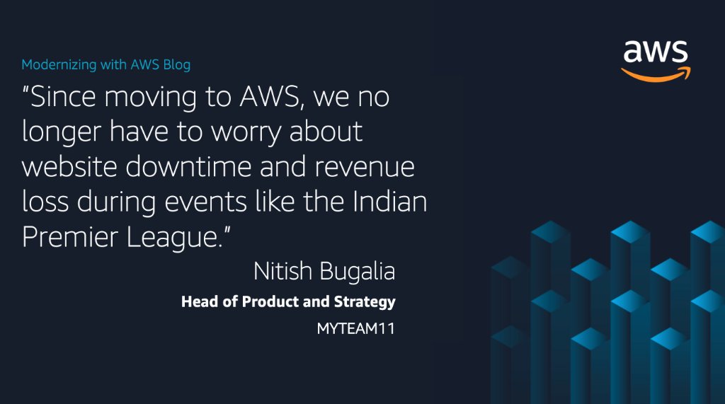 awscloud's tweet image. Learn how MyTeam11 saved up 80 percent on licensing and provisioning costs on AWS by optimizing their Windows workloads.
go.aws/2FaYsC2