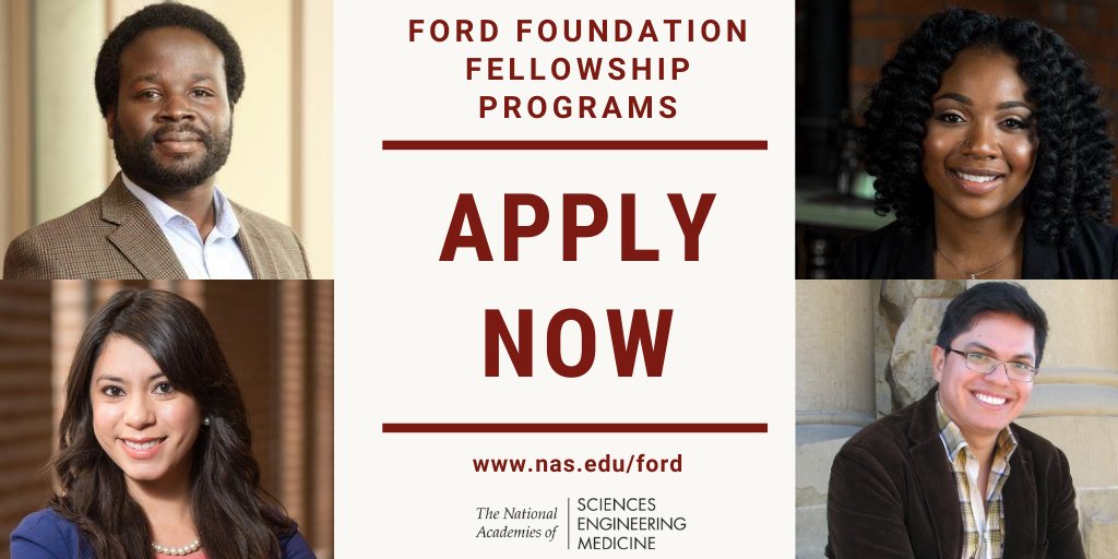 Help spread the word! The Ford Foundation Fellowship is accepting #Postdoctoral and #Dissertation Applications until Dec 10, 2020 at 5pm EST! ow.ly/hO8i30rcdUI  #GradStudents #Education #PhD #Diversity #PhDChat