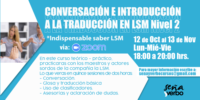‼️No te quedes fuera‼️
Si ya tienes conocimiento en LSM, pero no quieres llegar a otro nivel, este cursos es justo lo que necesitas. Aprenderás con los mejores maestros-actores sordos de #señayverbo
Info: senayverbocursos@gmail.com
#cursosLSM #cursosOnline
