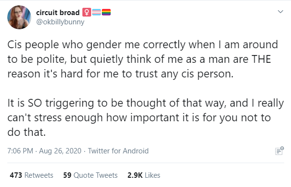 Refusal to play along—even in the privacy of your own mind—is described as “harm,” hatred, and even denying people's existence.