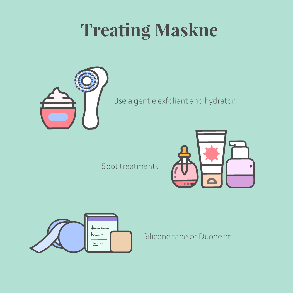 We did post about preventing maskne but what if you already have it?! Don't worry, we gotchu! 😝 Check us out for more -> l8r.it/bSy1 #skincareapp #maskne #skincaretip #skincaretrick #treatingmaskne #exfoliate #hydrate #spottreatments #siliconetape #duoderm