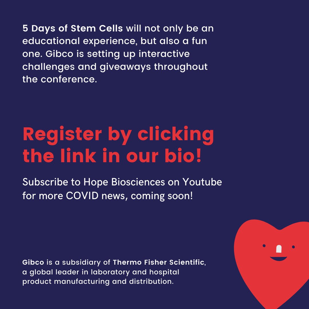 hopebiosciences's tweet photo. #5DaysofStemCells is less than one week away! #HopeBio is honored to be a part of this global conversation hosted by @gibcostemcellculture . Visit our blog post on https://t.co/TAXM7hrnd9 to learn more about the event and Gibco. https://t.co/4kXxJODnFm