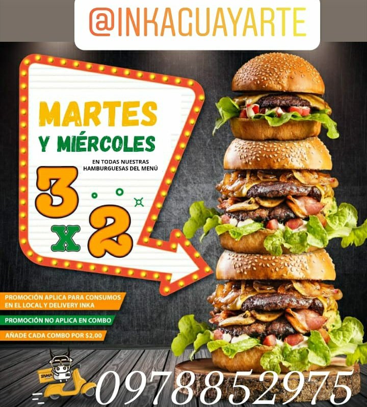 🍔🍔🍔3×2 promoción por el Bicentenario de #Guayaquil 200 años de Independencia en #InkaBurger #InkaGuayarte <a href="/plazaguayarte/">Plaza Guayarte</a> Av. Carlos Julio Arosemena planta baja junto al escenario de show. 
#200GYE #UnSoloEcuador #amoryfuego por la🍔🍔🍔3x2