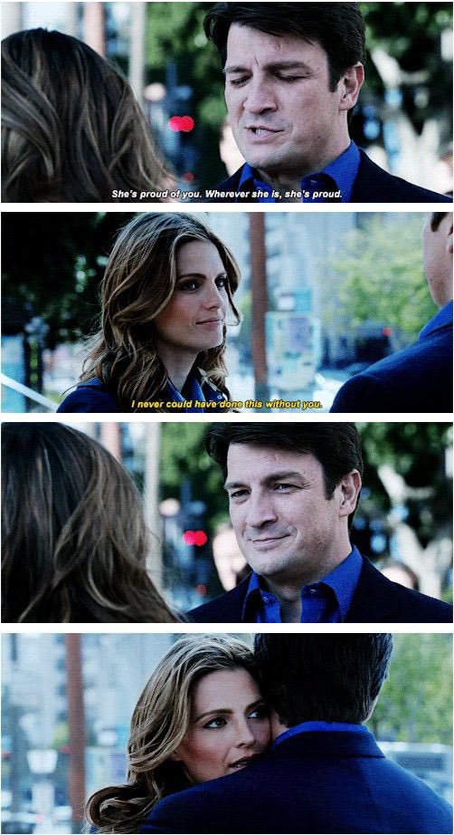 • Lucifer saying “He would be proud of you”, regarding Chloe’s father and her bringing him justice.• Castle saying “She’s proud of you”, regarding Beckett’s mother and her bringing her justice.