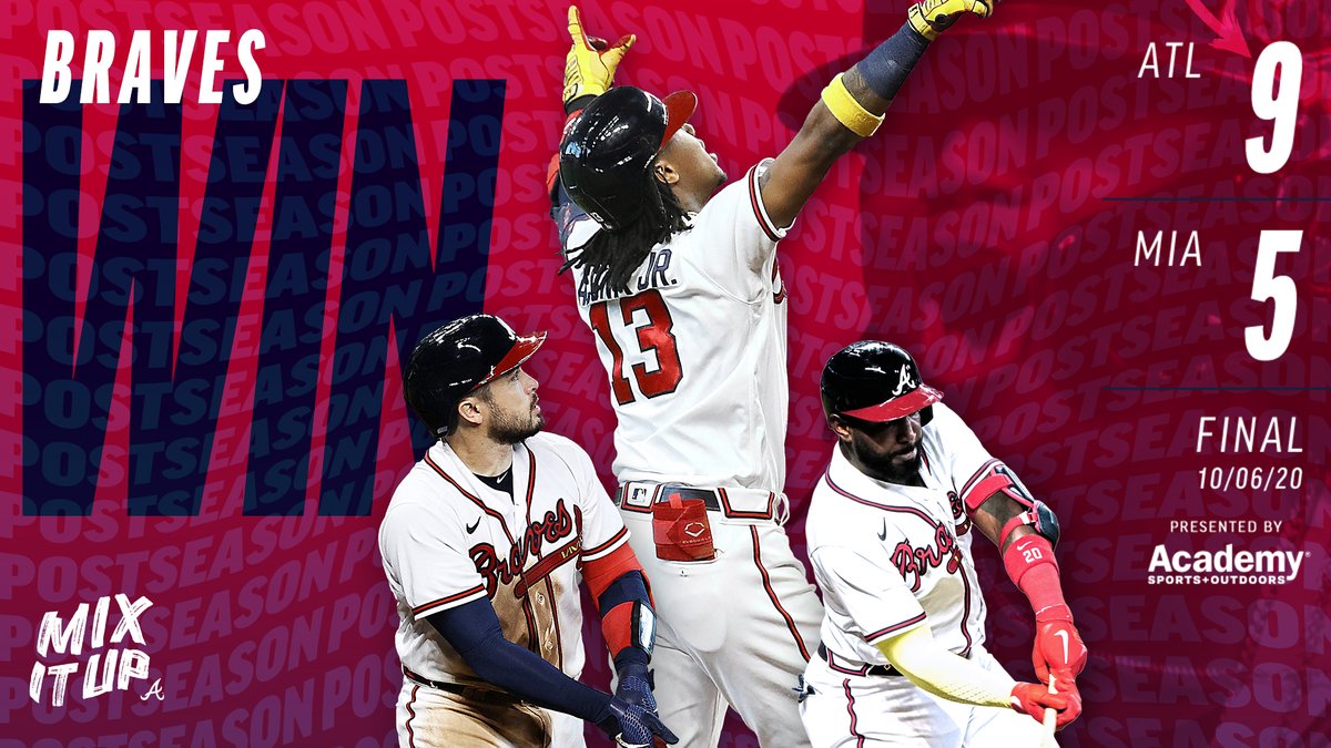 Braves's tweet photo. RECAP: d'Arnaud delivers big blast as #Braves take Game 1.

#MixItUp: https://t.co/S7zyqVahsH https://t.co/RgYXlOMhNi