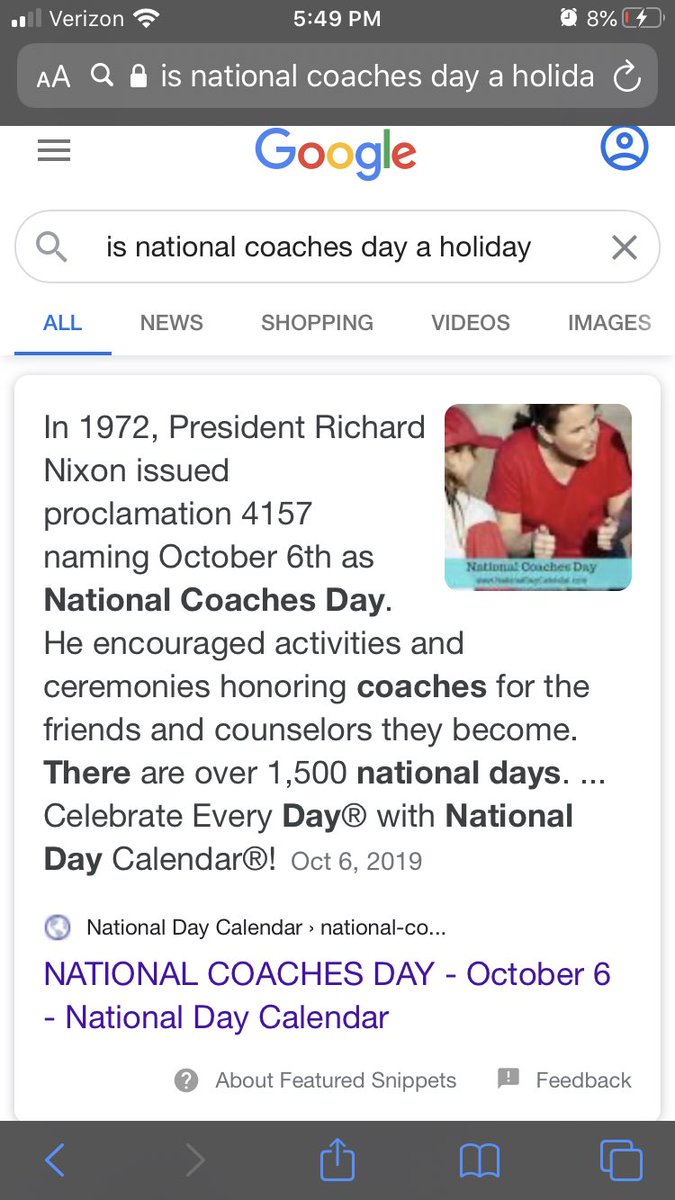 I fact checked it via google so it is safe to celebrate you today. Happy Coach’s Day to the guy that coaches every season. <a href="/coachdboucher/">David Boucher</a>
