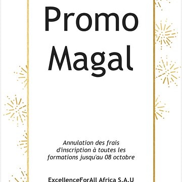 EXCELLENCEFORALL  souhaite à toute la communauté du Sénégal de passer une excellente fête de Magal de Touba. A cette occasion,  toutes les inscriptions à nos formations sont gratuites jusqu'au 08/10/20.
excellenceforall.lu
excellenceforall@yahoo.com 
Whatsapp :78 156 68 13