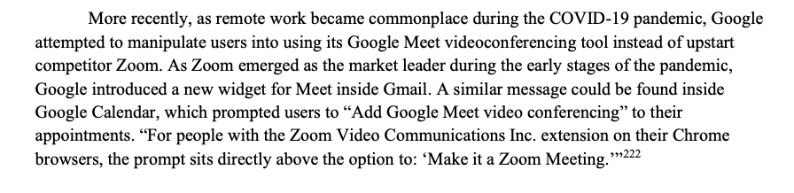 The Antitrust Subcommittee nailed Google for sticking Google Meet in your face every time you want to get onto a Zoom call.  @benyt