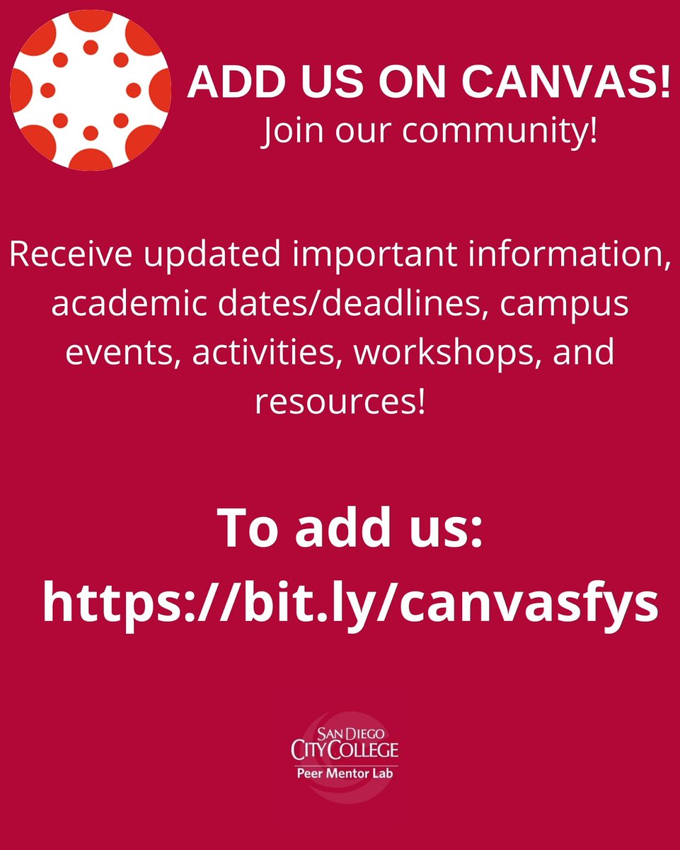 Did you know we are on Canvas⁉️

Add us on Canvas to receive up to date information on resources and join a community of students that can interact with you, ask questions, and get advice!!! 

➡️bit.ly/canvasfys