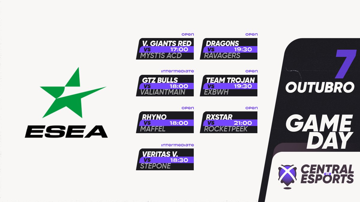 CentralDEsports's tweet photo. ๐@ESEA:
17h
๐ช๐ธ๐ต๐น@GiantsGaming.Red vs @Myst1sGaming.Academy๐ซ๐ฎ
18h
๐ต๐น@GTZBulls vs #VALIANT๐ฉ๐ช
๐ต๐น@RhynoEsports_ vs #MAFFEL๐ฉ๐ฐ
18h30
๐ต๐น@VERITASVINCITgg vs @SteponeGaming๐ฉ๐ช
19h30
๐ฉ๐ช๐ต๐น@EDRAG0NS vs @RavagersGG๐ช๐บ
๐ต๐น@TeamTrojan vs #ExBwh๐ช๐บ
21h
๐ต๐น#rxstar vs #ROCKETPEEK๐ซ๐ท
#CDEgameday https://t.co/bkxahJ1nAu