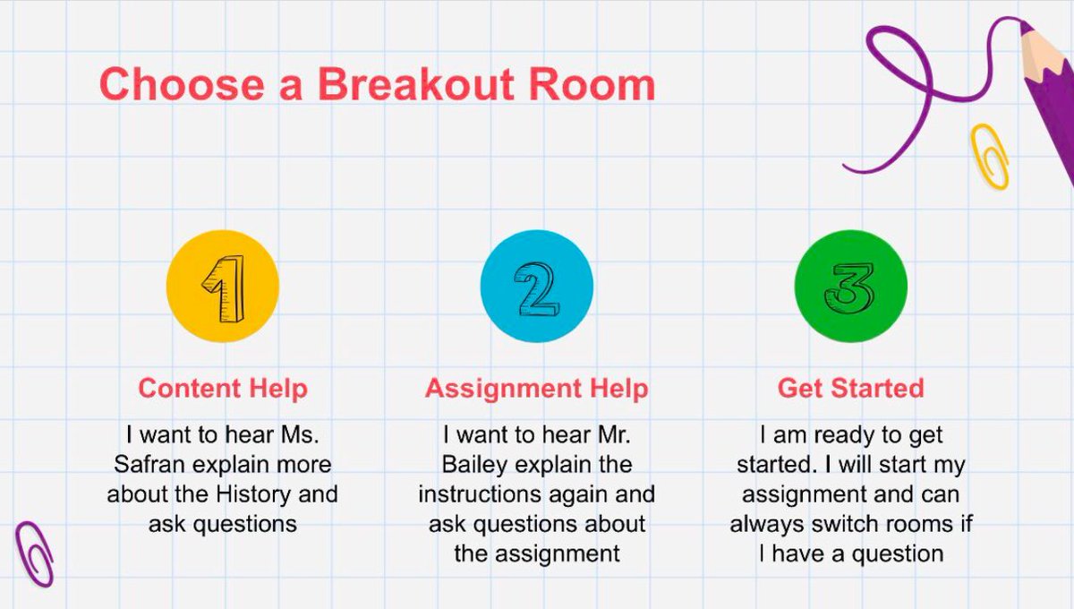 teacher2teacher's tweet photo. Have you tried breakout rooms in your #OnlineLearning classroom? 

T @safsocialstudy takes advantage of Blackboard's "Choose your Breakout Room" function to design communities that meet every student's individual needs! #COVIDteaching #GroupWork https://t.co/F7NM84bE5i