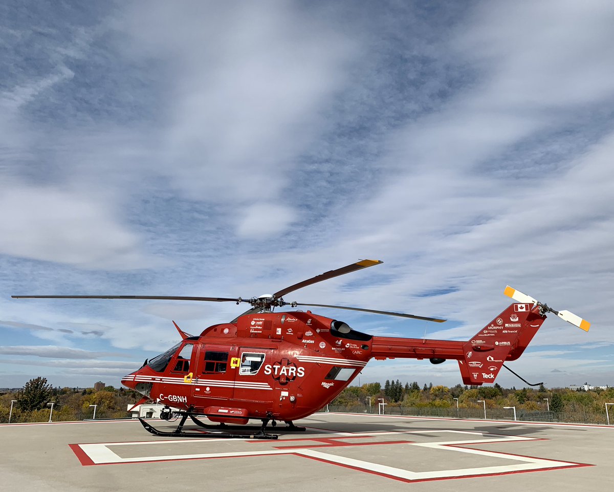 A windy day down in @LethbridgeCity with gusts of 65 km/h.  @STARSambulance #hems #yql #bk117 #airbus #helicopter #starsairambulance