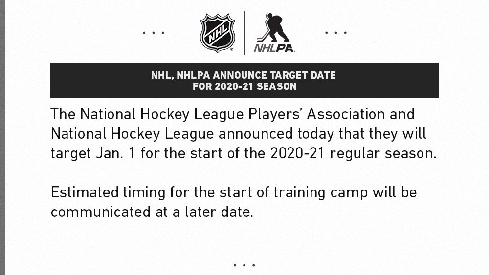 NHL.com Media Site - News - NHL Announces 2020-21 Regular-Season Schedule