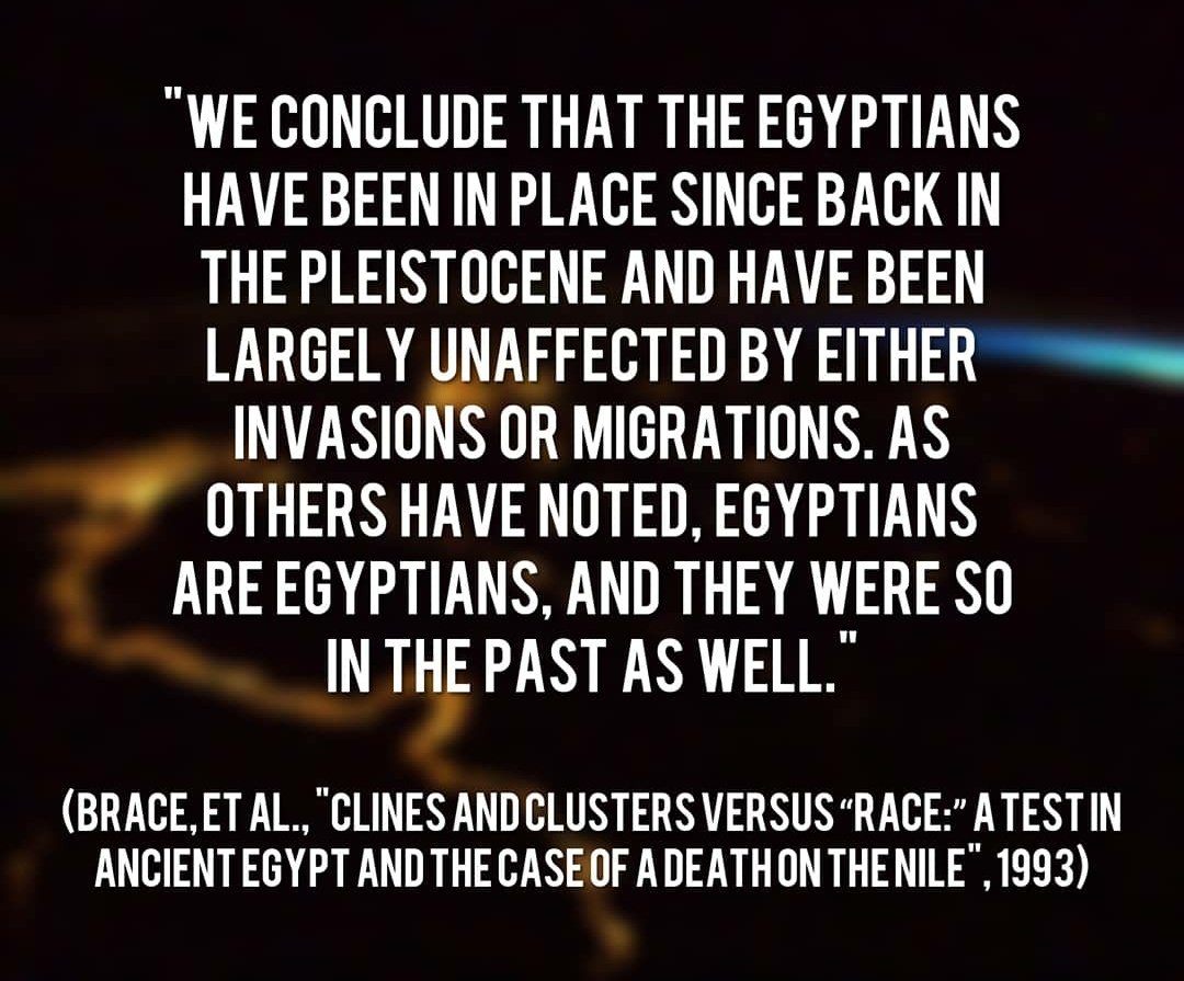 Can we make a general statement that the the congolese are of Belgian descendants? Ofc not, even when there is a literal recorded mass genocide, which in egypt's case never happened, the two general populations generally remain the same.We have been in place since pleistocene.