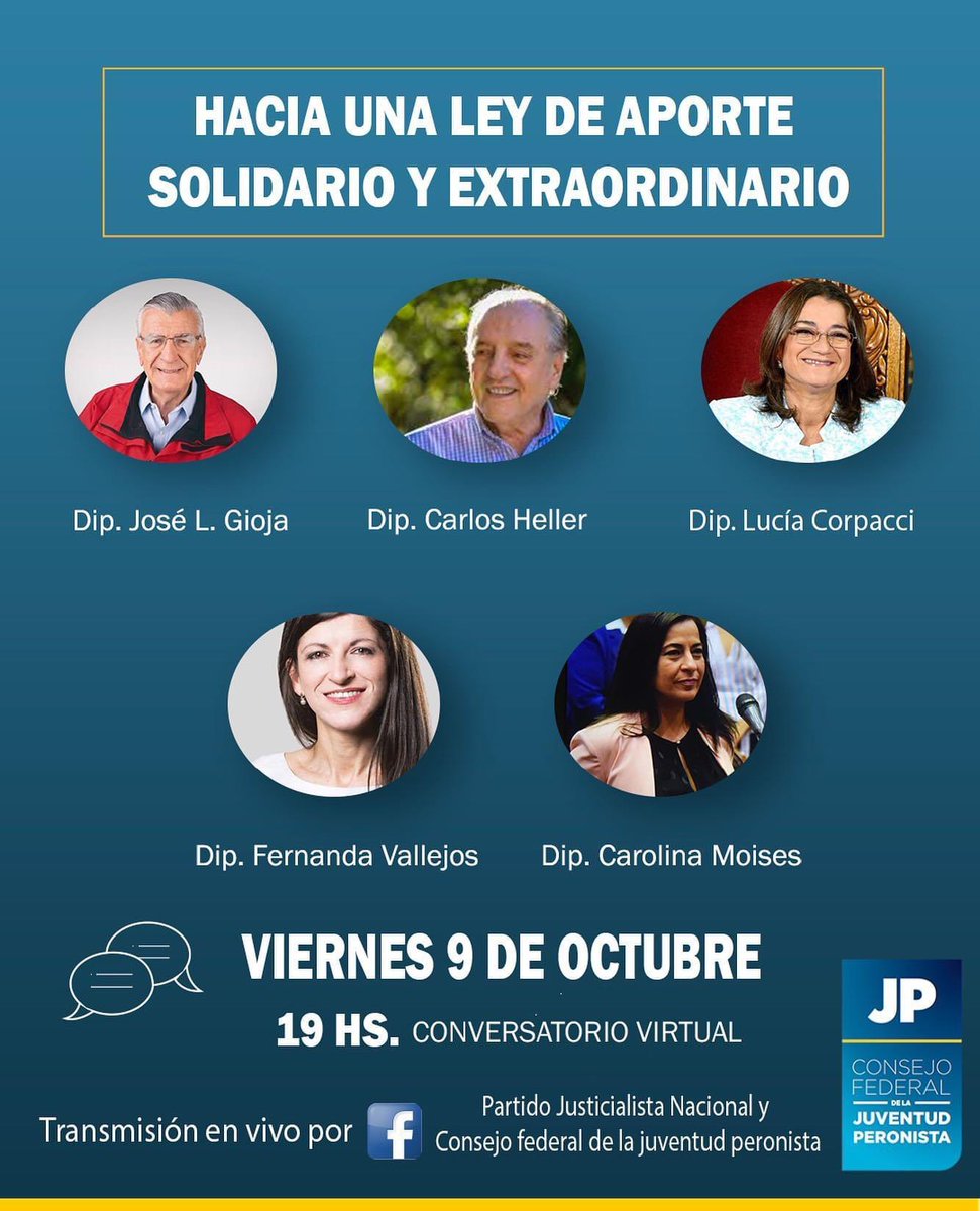 JDenett's tweet photo. Para entender una ley que es resistida por 10 mil personas, que tienen más de 200 millones de pesos, y que va a beneficiar a 44 millones de argentinas y argentinos!
Te esperamos este viernes a las 19hs a través del #Facebook del @p_justicialista y @ConsejoJp! ✌🏼
#JPFederal #PJ https://t.co/eCSaWLn3CF