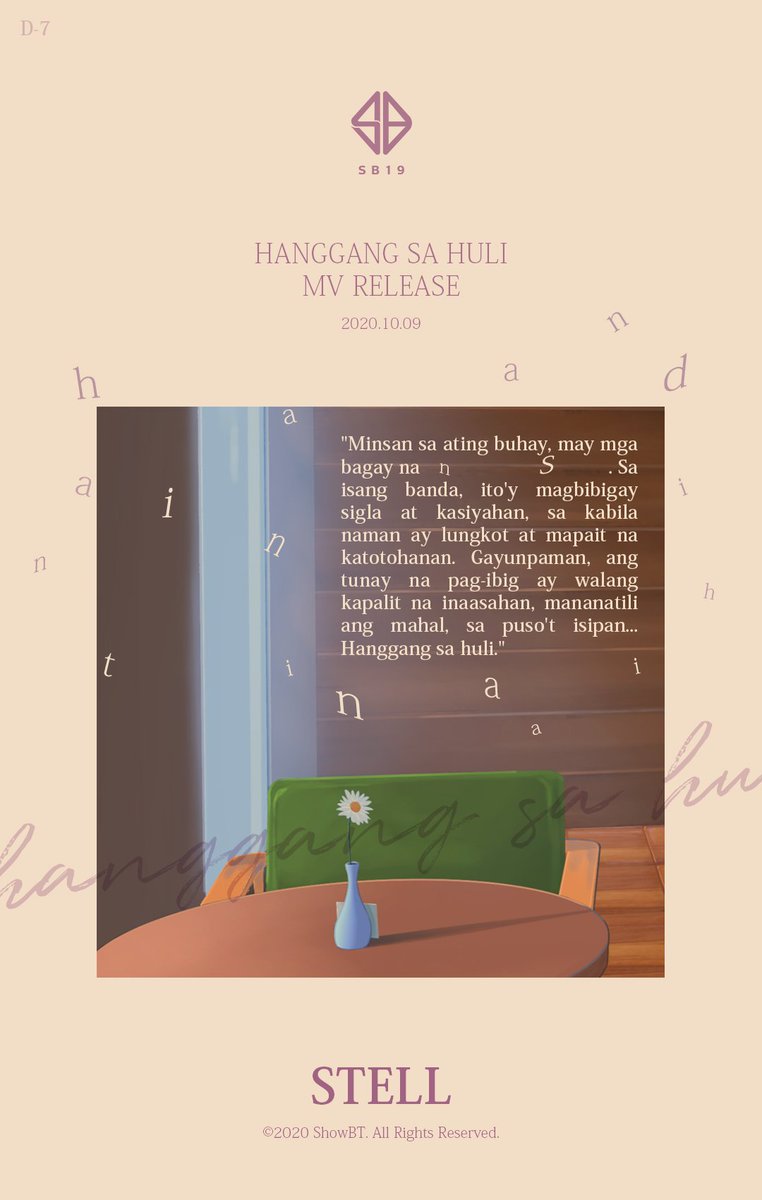 Yung babaeng gusto niya na may mahal na palang iba? Which is slight connected to HSH. And if you read Stell's teaser, ito na nga yung closure nila. Feeling ko May gusto rin ang babae sakanila noon but she just left her feelingsREQUEST  @SB19Official  @MTV  #FridayLivestream