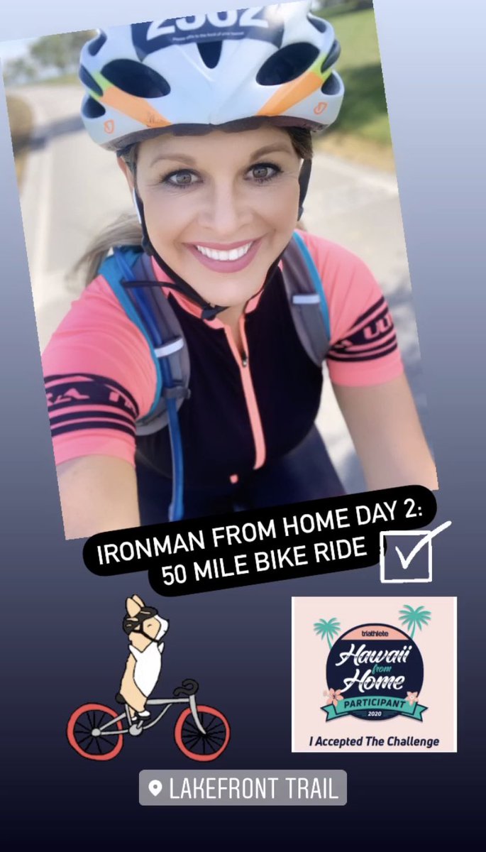 Day 2 of #HawaiifromHome: 50 mile bike ride up and down the lakefront path 🚴🏼‍♀️🚴🏼‍♀️ #Chicago #Triathlon