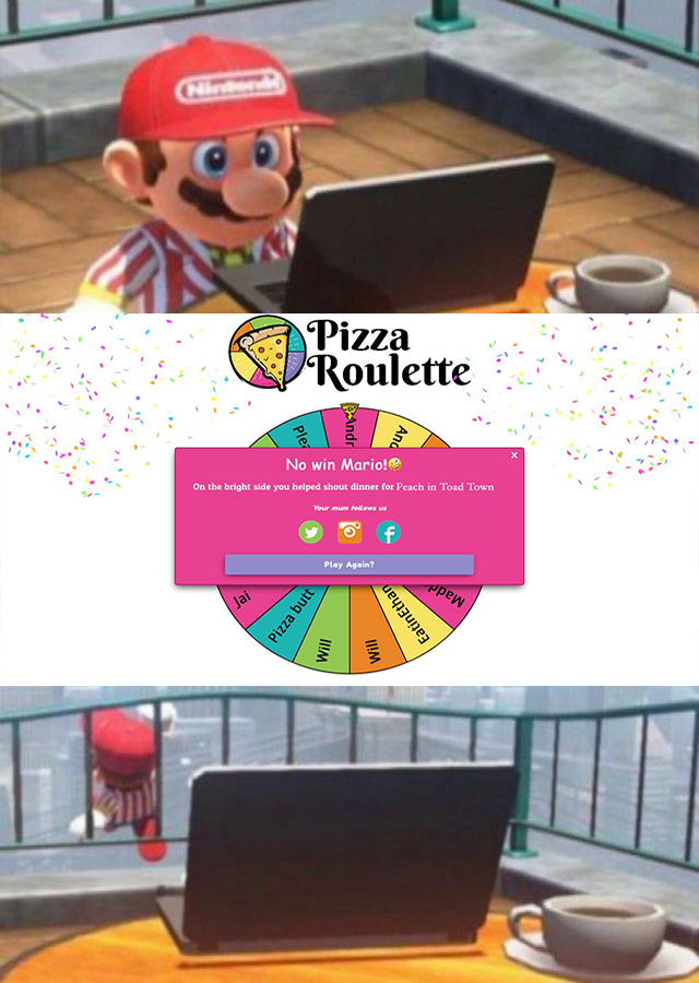 ICYM this spicy meatball of a meme we thought we'd share it here. #pizzaroulette #SuperMarioOdyssey