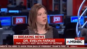 The Initiative’s US cluster has Evelyn Farkas, who formerly had the Russia and Eurasia desk at the Defense Dept under Obama. She famously mouthed off, on an episode of “Morning Joe,” about the Obama Admins unmasking and leaks of classified information to Congress.