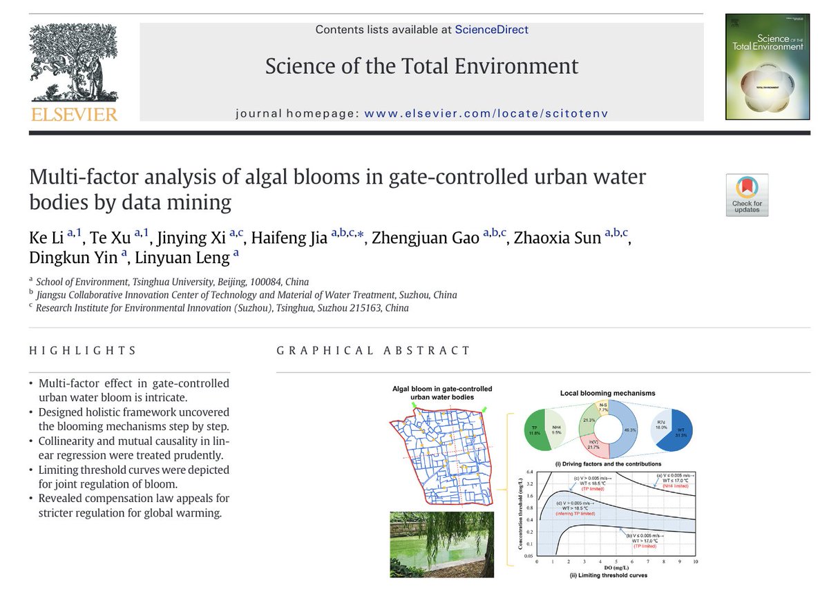 soniaparmr's tweet photo. Multi-factor analysis of algal blooms in gate-controlled urban waterbodies by data mining: This study addressed the issue of harmful #algalbloom in urban water bodies by isolating various factors to find the root contributors to algal growth. @STOTEN_journal #CUinthelab https://t.co/2XvZ7cYEBR
