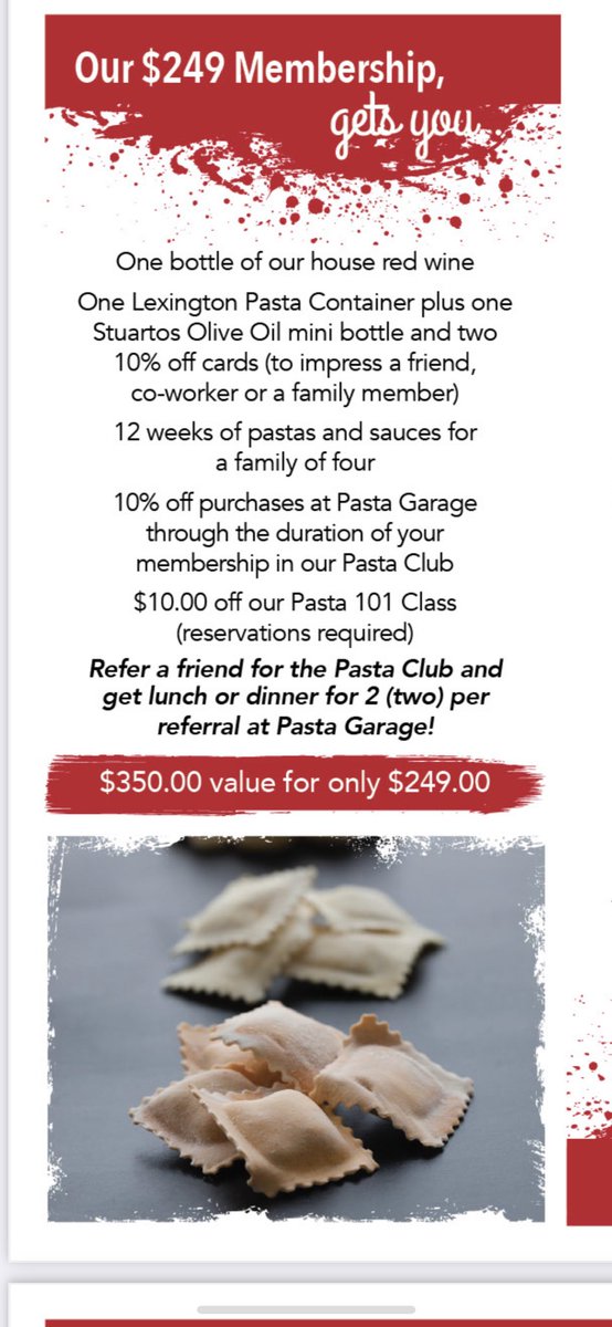 PASTA CLUB 2021 IS HERE!!!

To sign up for the Pasta Club 2021! Just go to our website PastaGarage.com and print out the pata club flyer - fill out the form and send it to us! We’ll take care of the rest! It is that simple! 

pastagarage.com