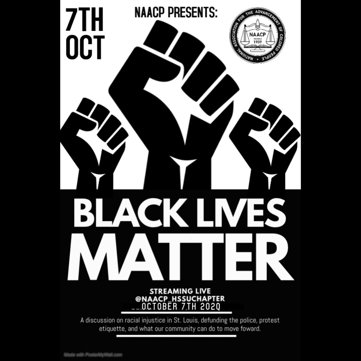 hssuchapter's tweet photo. Hey Hornets!🐝 In trying times like this we must remember do all we can to uplift, educate, &amp; open the platform for questions when it comes to black lives that matter and how we can overcome the injustice we face✊🏾Join the Harris-Stowe Chapter of NAACP October 7at 7:00 on IG LIVE https://t.co/iJO32zVxeW