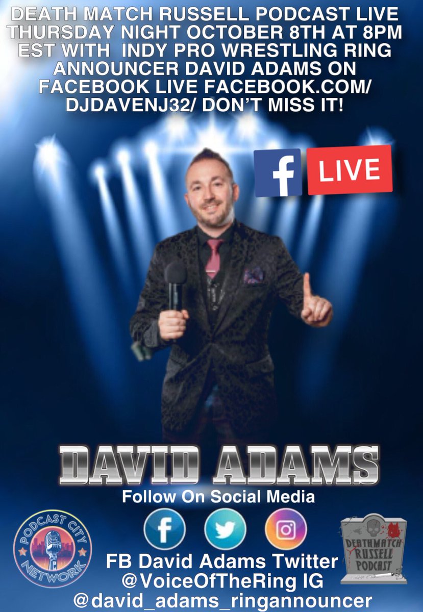 Davidnj32's tweet photo. Like Share Retweet! #DavidAdams #RingAnnoucer # TCW #FuriousIntentions
#SupportIndyWrestling #SupportDeathMatchWrestling #DeathMatchRussellPodCast #PCN https://t.co/PkQzdT3fJy