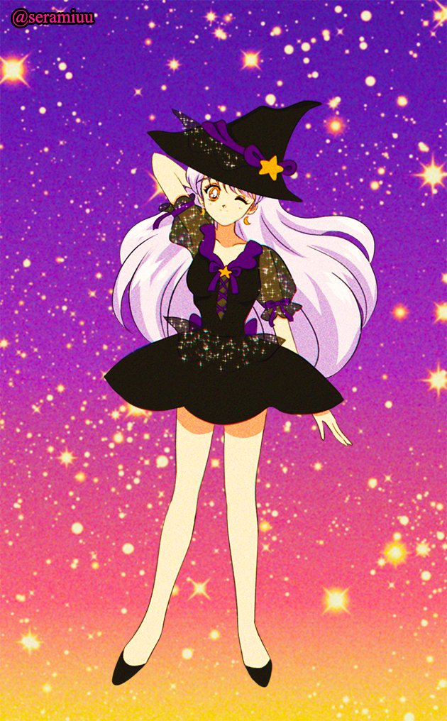 seramiu_'s tweet photo. Drew a not-so-spoopy 90s anime witch in time for Halloween! She's an OC, I can't come up with a name. Ideas? 

#VisibleWomen https://t.co/XdTOmnZMta