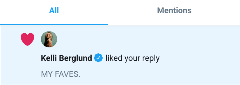 My favorite person just noticed me. I am crying. (Happy tears of course.) <a href="/kelliberglund/">Kelli Berglund</a>