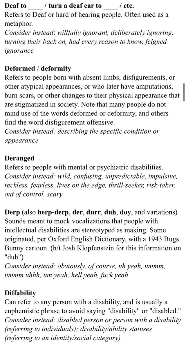 Glossary of Ableist Language thanks to  @autistichoya: A-H
