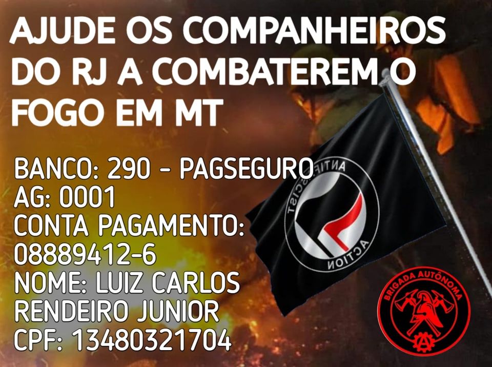 AutonomaBrigada's tweet photo. Dados pra Doaçoes:
Banco: 290 - PagSeguro Internet S.A.
Agência: 0001
Número da conta: 08889412-6
Tipo: Conta de pagamento 
Nome: Luiz Carlos Rendeiro Junior
CPF: 13480321704
Ou
Acesse o link https://t.co/zL3auqoX29 para doações com PicPay! Desde já muito obrigada! https://t.co/939h52A45s