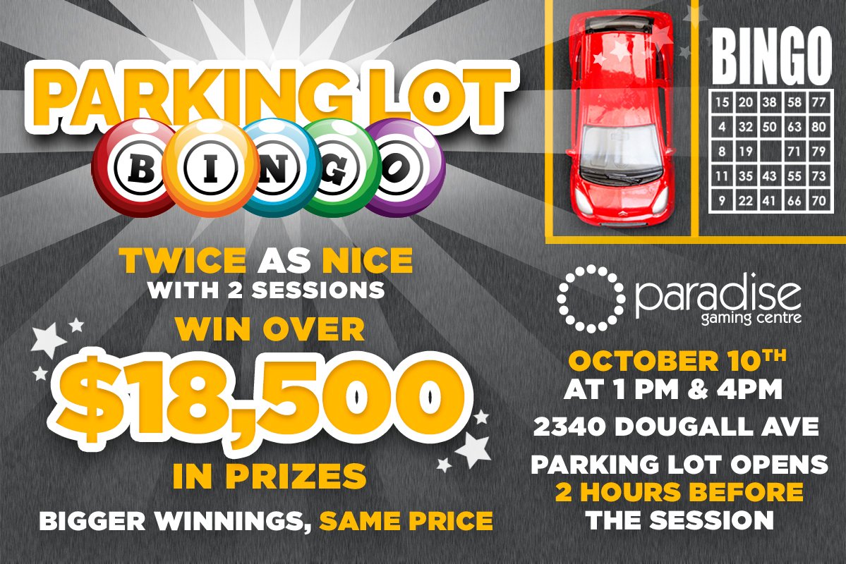 This Saturday, who's ready for TWO more chances to win big at our next session of Parking Lot Bingo!? Play at Paradise during our 1pm and 4pm sessions for a chance to win over $18,500 in prizes! Arrive early to secure a spot!🚗
#ParkingLotBingo #Bingo #ParadiseGaming